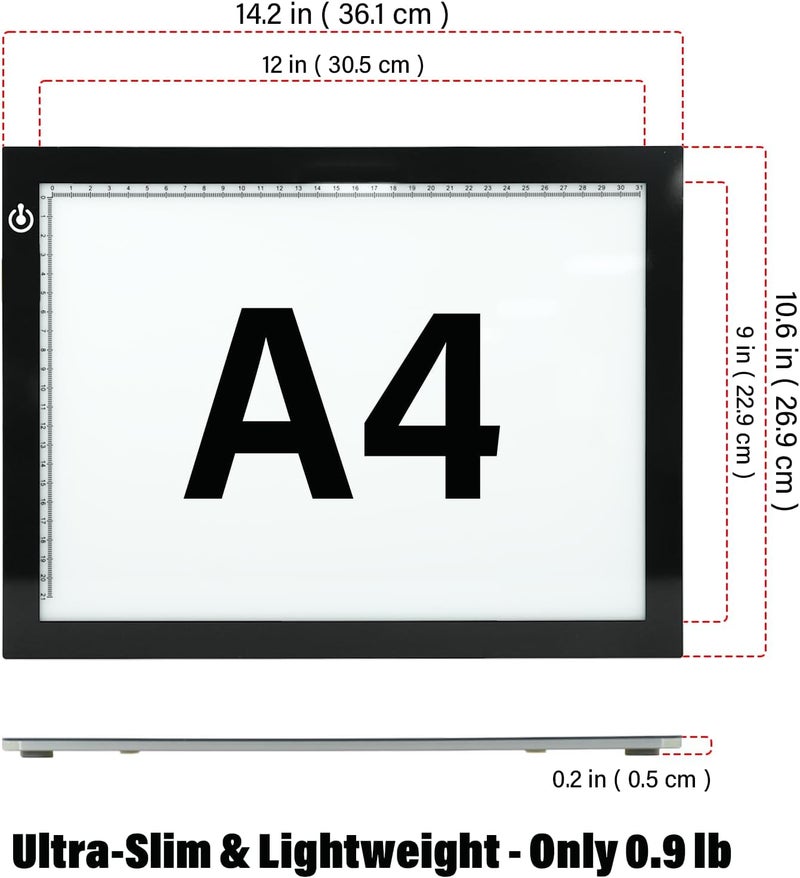 DigitPro A4 Light Box for Tracing – Ultra-Thin LED Light Table with Adjustable Brightness, USB Powered Light Board for Kids, Artists, Tattoo Transfer, Drawing, Sketching, Stenciling & Art Projects - Image 2
